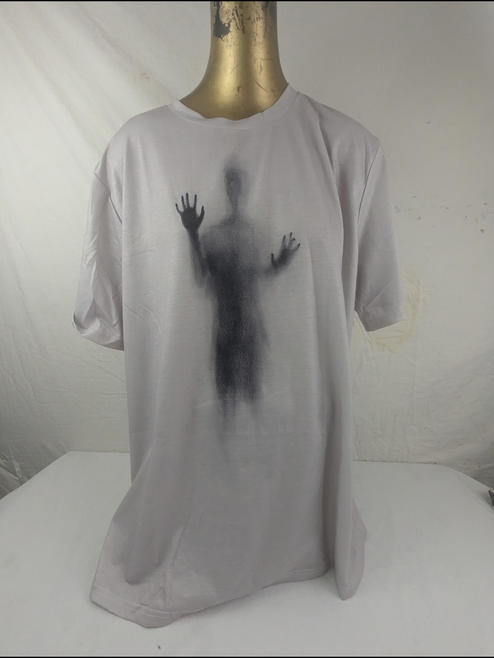 Men's Creepy Cool Light Grey T-Shirt with Shadow Silhouette XL